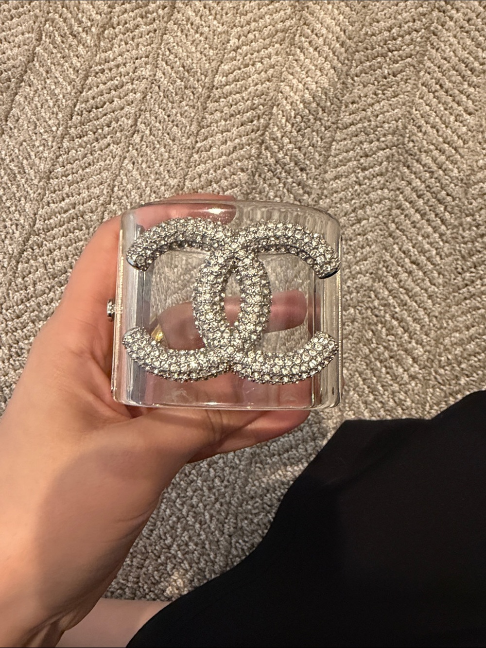 Crystal Accent Clear Cuff Bracelet - Silver Crystal - Picture 4 of 5
